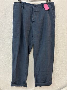 Transit Par Such Blue Linen Button Fly Cotton Lined Pants Size XL